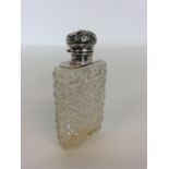 A good silver embossed hobnail cut hinged top scent bottl