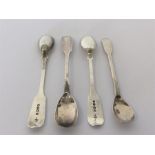 A group of four Antique silver fiddle pattern salt spoons