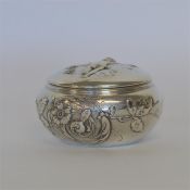 A good German circular silver dressing table box w