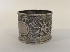 A good Chinese silver napkin ring of typical desig