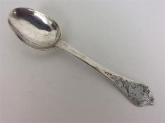 An unusual Continental silver bottom marked spoon