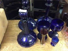 A quantity of Bristol Blue glass.