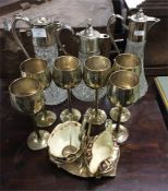 Plated claret jugs, goblets etc.