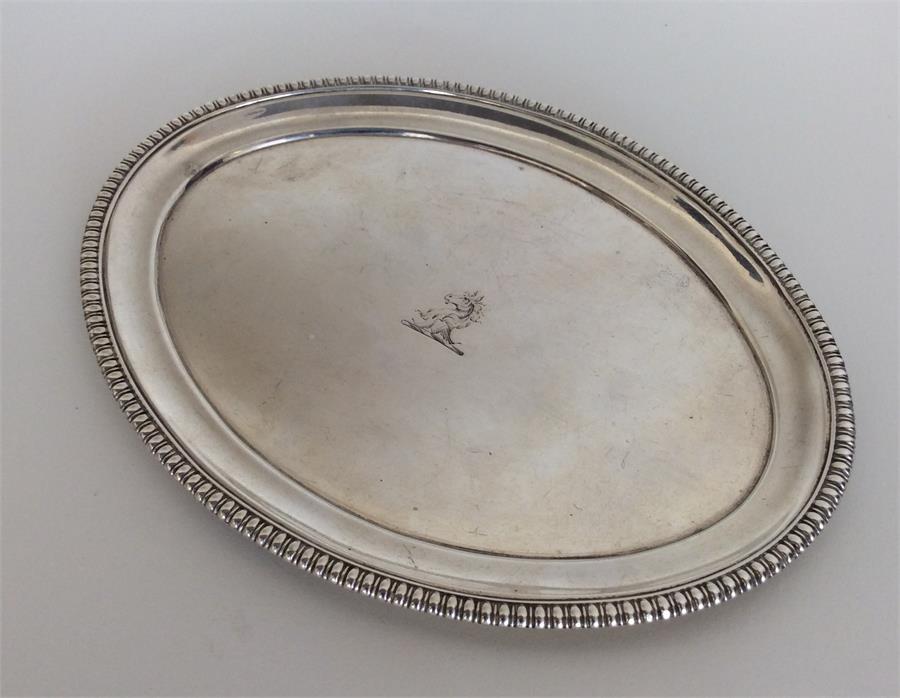 A good Georgian silver oval letter tray with gadro