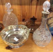 Decorative glass, silver mounted decanter, fruit d