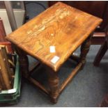 An oak coffin stool.