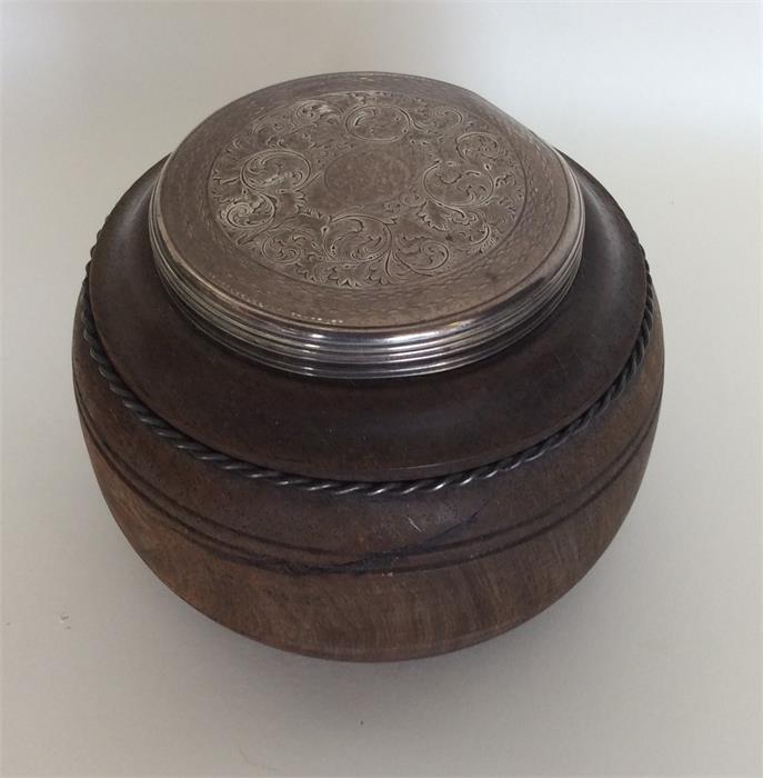 An unusual wooden and silver mounted tea caddy wit - Image 2 of 2