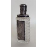 A miniature cut glass silver hinged top scent bott