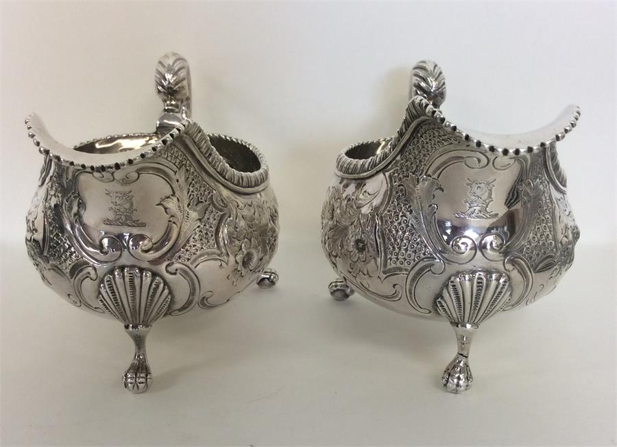 A good pair of Georgian silver embossed sauce boat - Image 2 of 2