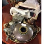 Copper lamps, plated cutlery etc.