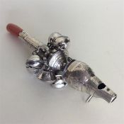 A good Georgian bright cut rattle with eight bells