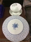 Five Ironstone blue and white plates together with