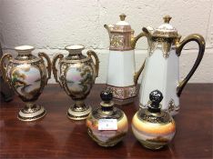 A pair of Noritake vases, jugs etc.