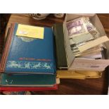 A collection of First Day Covers, stamp albums etc