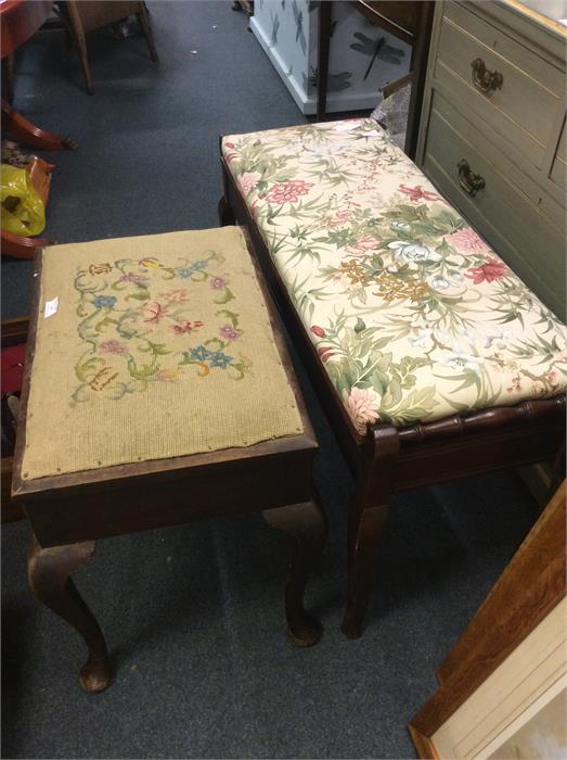 Two mahogany piano stools.