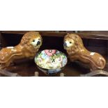 A pair of old Staffordshire dogs and a bowl.