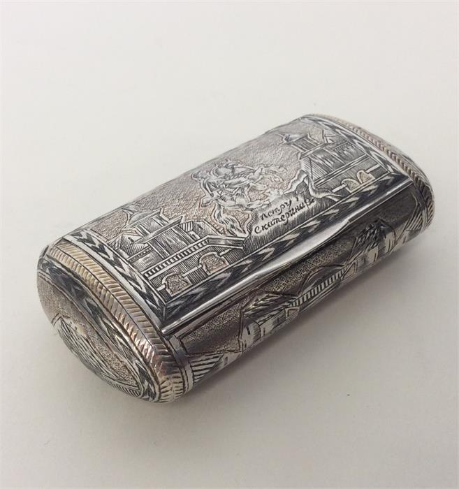 A good quality oval silver Russian snuff box attra
