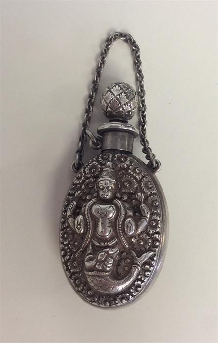A heavy good quality Indian silver scent bottle wi
