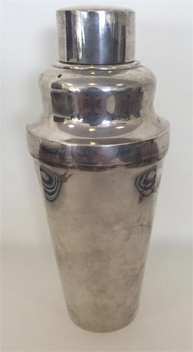 A large Chinese silver cocktail shaker of tapering