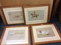 A good set of four hunting prints.