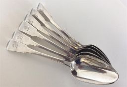 A heavy set of six fiddle pattern serving spoons.