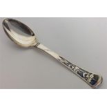 A stylish silver and niello spoon decorated with f