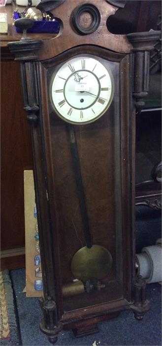 A glass and mahogany Regulator clock.