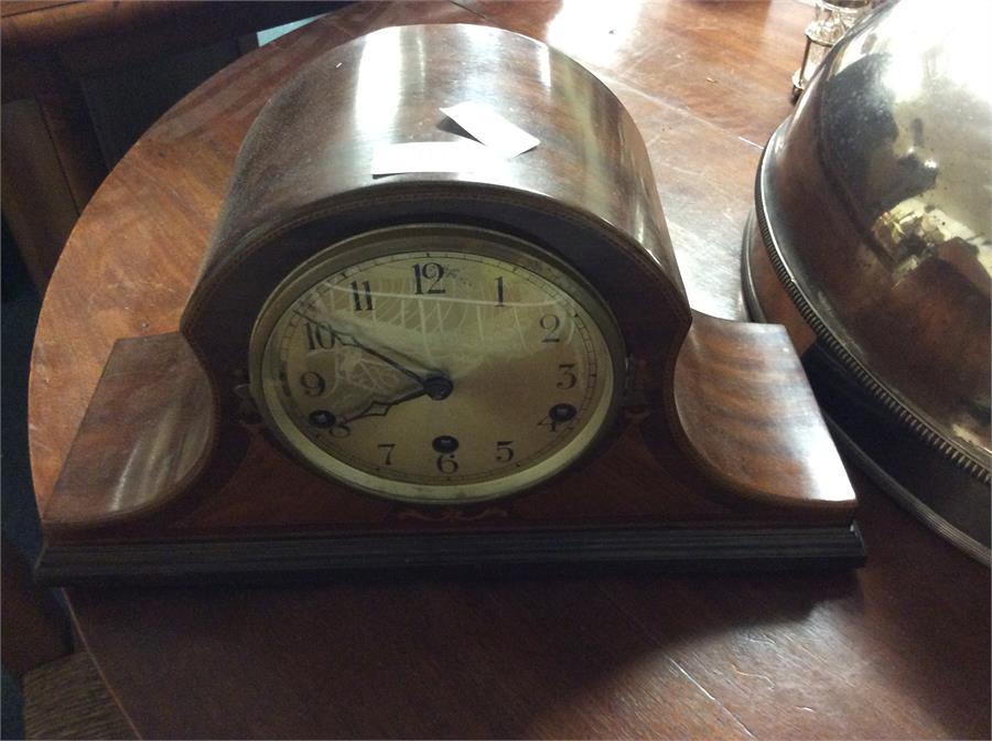 A good inlaid Nelson's hat clock.