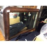 A Burr walnut overmantle mirror.