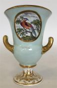 A rare Derby porcelain two-handled campana-shaped