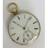 An 18 carat Swiss fob watch with white enamelled d