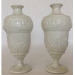 A pair of Doccia white-glazed vases, the sides mou