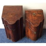 Two Georgian serpentine fronted knife boxes with f