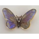 BREVETE: An attractive gold butterfly-wing brooch