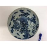 A Chinese blue and white-ground shallow bowl decor