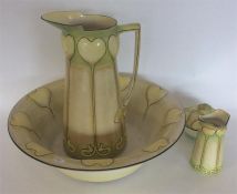 A good green and yellow-ground four piece jug and