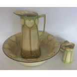 A good green and yellow-ground four piece jug and