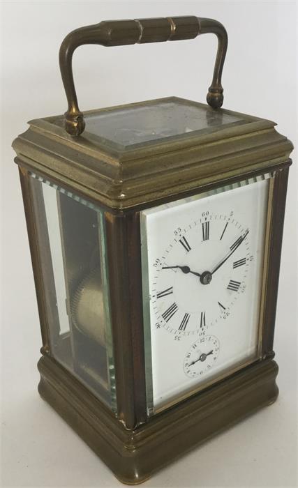 A good brass carriage clock with white enamelled d - Image 2 of 2