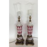 A pair of Bohemian overlay-style glass vases decor
