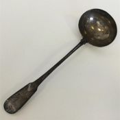 A Georgian silver fiddle and thread soup ladle. Lo