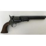 A replica Naval revolver with mahogany handle. Est