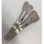 A set of six fiddle pattern silver dessert forks w