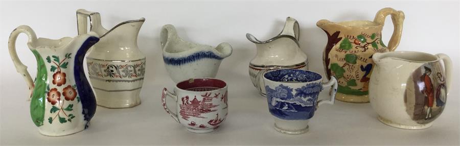 An English pearlware blue and white sauce boat, meas