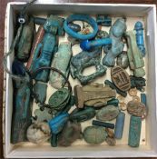 A small box containing pottery Egyptian figures, s