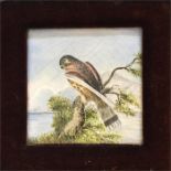 A Mintons porcelain tile painted with a bird of pr
