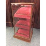 A good Edwardian inlaid mahogany glazed jewellery display cabinet.