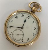 A gent's gilt open-faced pocket watch with white e