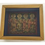 A Russian lacquered icon depicting four religious