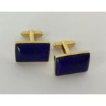 A pair of heavy 18 carat lapis cufflinks of rectan