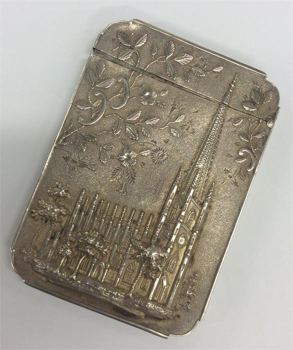 A Chinese silver hinged top card case with foliate - Image 2 of 2